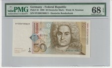 1996 50 DEUTSCHE MARK PMG 68 EPQ SUPERP GEM UNC UNCIRCULATED GERMANY BRD