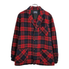 50 Pendleton Wool Shirt Jacket Vintage Check Red Men'S M V0379