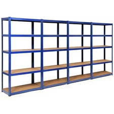 4 PCS 72" Heavy Duty Steel 5 Level Garage Shelf Storage Adjustable Shelves Blue