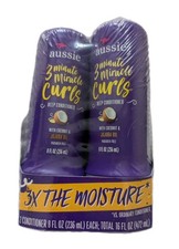 2 Pack Aussie 3 MINUTE MIRACLE CURLS Deep Conditioner Coconut  Jojoba Oil 16oz