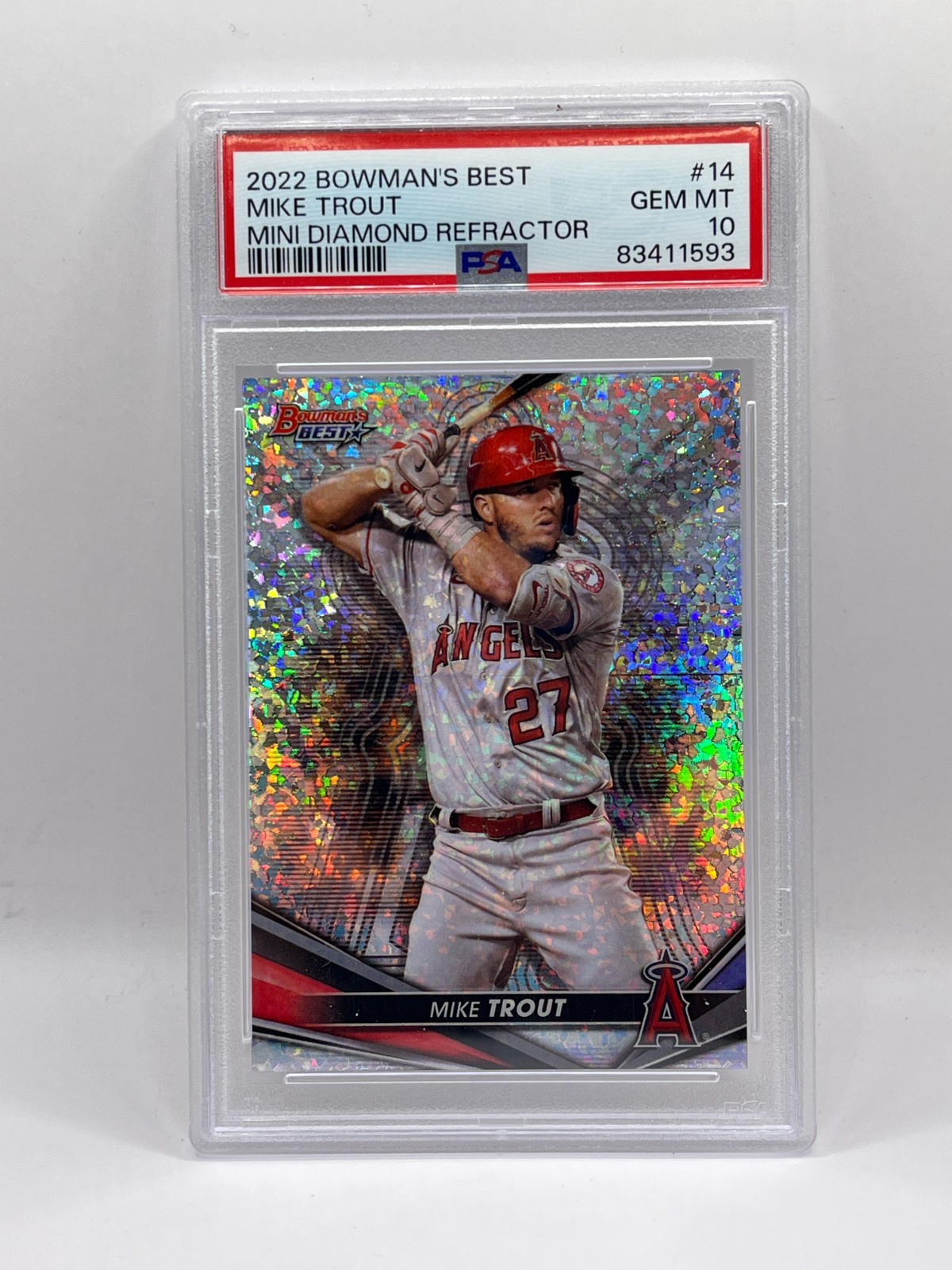 2023 Bowman's Best Mini Diamond Refractor 074/299 Mike Trout #44 PSA 10 GEM MT