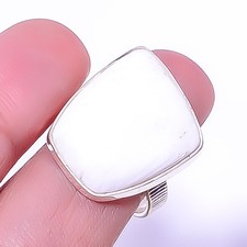 White Scolecite - India Handmade 925 Sterling Silver Ring s.9 R5832-4