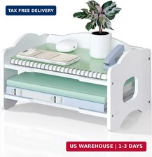 Desk File Organizer, 2 Tier Stackable Desktop Paper Letter Tray Organizer with H