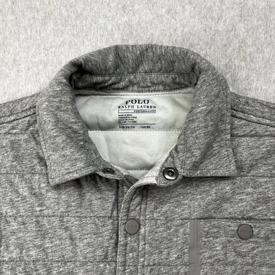 Polo Ralph Lauren Performance Jacket Youth Large 14/16 Gray Quilted Shacket - Image 2 of 4