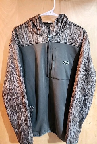 Drake Waterfowl Mens Large Mossy Oak Camo 3/4 Zipper Hunting Hoodie - Picture 2 of 8