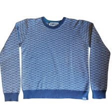 Komodo Hakku Organic Cotton Navy Blue Patterned Cosby Jumper Sweater