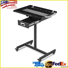 Adjustable Work Table with Wheels, Mechanic Rolling Tool Tray Table for Garage