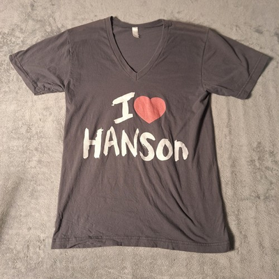 #ad #ad I Heart Hanson Gray Shirt Small Concert Music 90s Retro y2k Boy Band V Neck $13.20