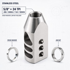 STAINLESS STEEL Tanker Style Muzzle Brake 5/8x24 TPI for .308/300BLK/7.62/300WIN