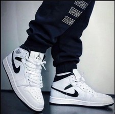 Nike Air Jordan 1 Mid Bianco Nero Scarpe da Ginnastica Uomo UK 6_9.5_10.5_11_11.5_12