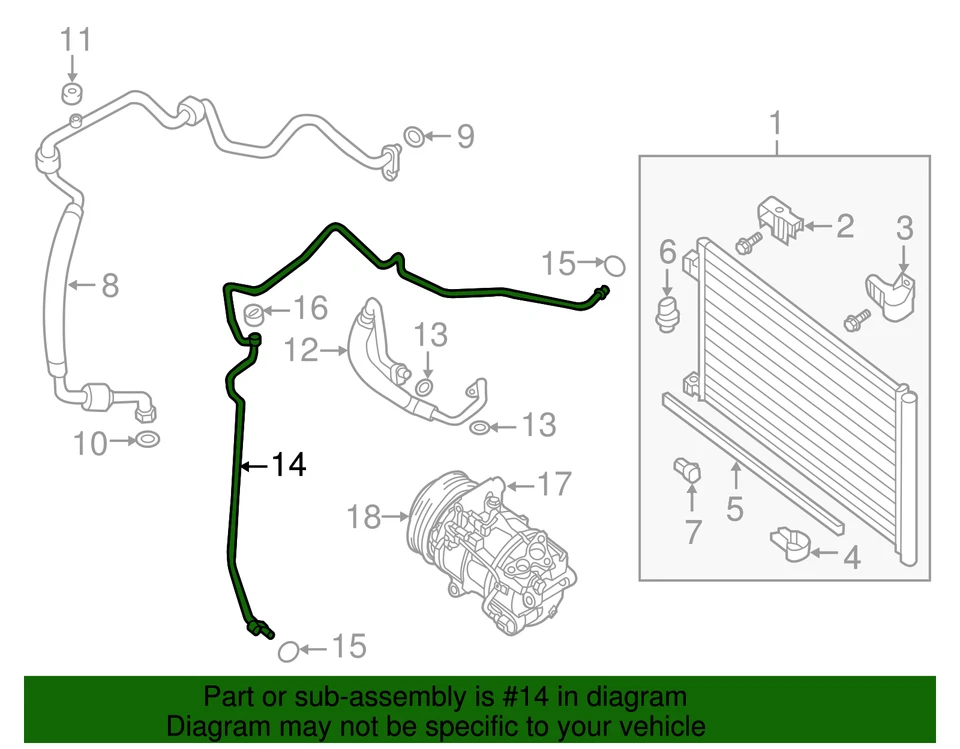 Nissan Sentra 2013-2019 genuino - Liquid Line 92440-3SC0A Foto 3 de 3
