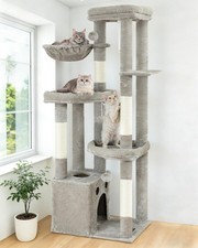 67in Cat Tree Tower for Indoor Cats, Multi-Level Light Grey Climbing Tower