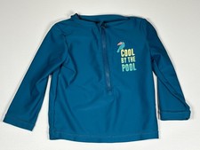 Carters Swim Shirt Infant 12M Green 1/4 Zip Long Sleeve Pool Graphic Rashguard