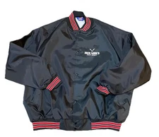 Vintage Jack Links Beef Jerky Bomber Button Black Jacket Made In USA Large
