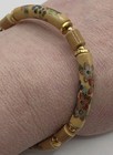 Vintage 1980s Hand Painted FLORAL TAN Ceramic Bead Bracelet — photo 5