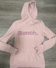 Bench Womans Small Pink Fleece Hoodie Oversized Swoosh Neck