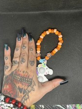 Unicorn Pop It Fidget Beaded Bracelet Orange Stretch Sensory Kids Jewelry