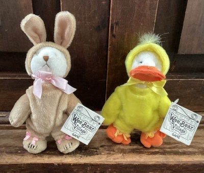 Ganz Wee Bear Village Small Plush Easter Bear / Duck Bear / Rabbit Vintage 90s