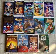 Disney VHS Lot of 14 Classic Animated Family Movies Clamshell Collection Vintage