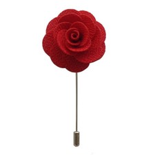 Men's Lapel Flower Stick Brooch Pin Boutonniere for Suit Tuxedo Corsage Red