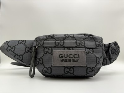 NEW GUCCI JUMBO GG GRAY BLACK LARGE RIPSTOP BELT BAG