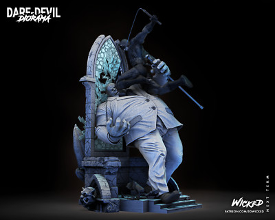 3D Resin Printed Daredevil vs Kingpin Statue Kit - Unpainted & Unassembled