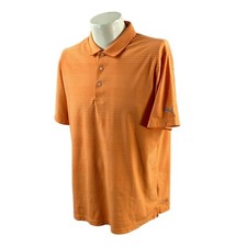 Puma Men's Dry Cell Short Sleeve Polyester Orange Stripe Golf Polo Shirt Large