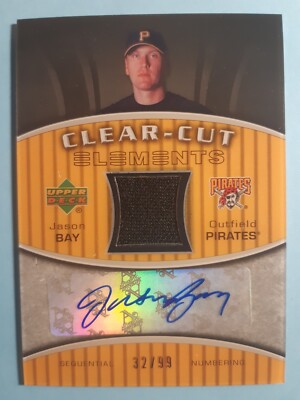 Jason Bay Signature & Jersey Piece Patch Card 2005 Clear-Cut Elements /99