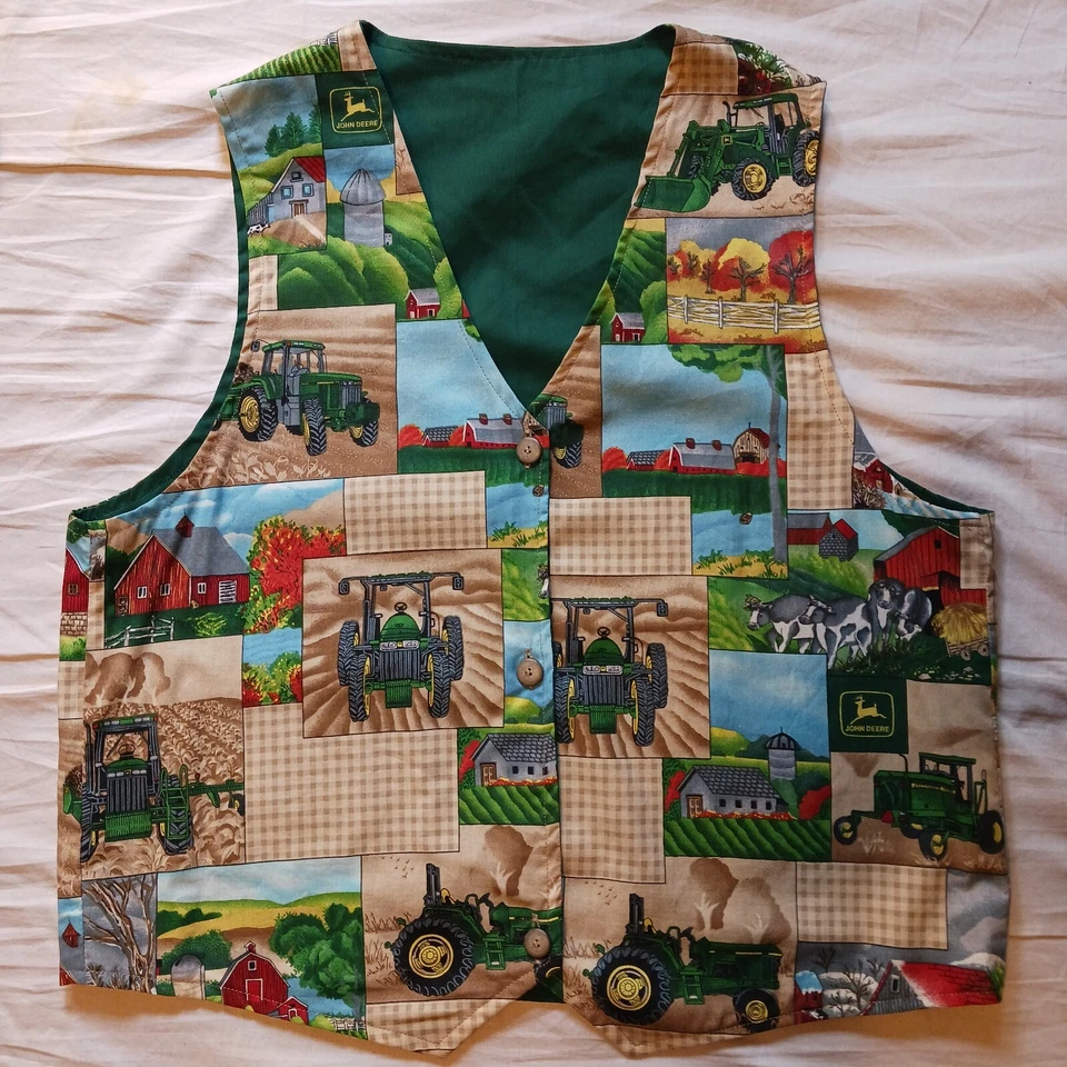 2 John Deere Tractor Womens M L Hand Crafted Vest & Custom Demin Button Up Shirt - Image 2 of 4