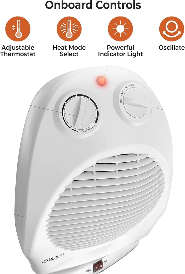 Aquecedor portátil Comfort Zone desktop oscilante ventilador forçado 1500W - Imagem 3 de 4