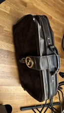 Autentica borsa bauletto da viaggio Gucci vintage scamosciata marrone