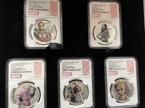 2017 Cook Islands Marvel Guardians Of The Galaxy Silver Coin Set NGC PF 70 ER