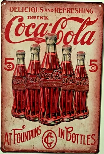 TIN SIGN 8x12 Coca Cola coke bottles vintage soda pop beverage icon drink Br10c