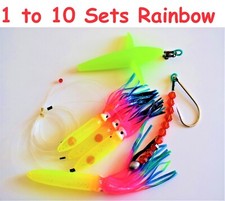 1 to 10 Pieces DAISY CHAIN BAIT RIG BIRD TUNA MARLIN TROLLING FISH LURES-RAINBOW