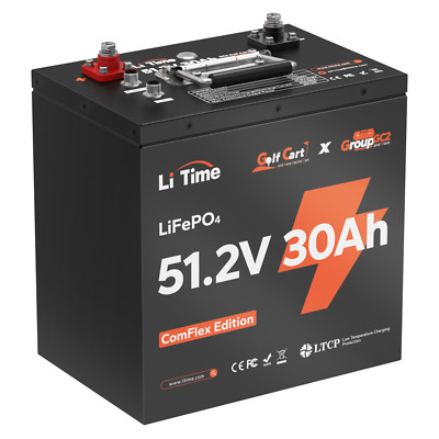 LiTime 48V 30Ah Lithium Golf Cart GC2 Lawn Mower Battery w/ RS485 Communication