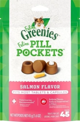 Greenies Feline Pill Pocket Easily Administer Cat Medication Salmon Flavor45 Ct - Picture 2 of 7