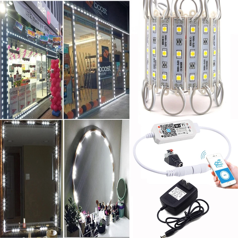 10-200ft 5050 3 LED SMD Module Light Store Front Window Sign Lamp w/WIFI Control - Image 4 of 4