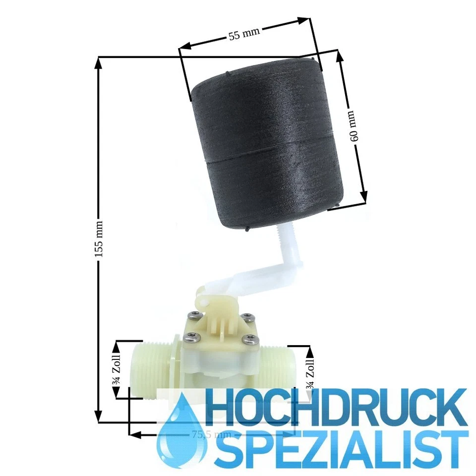 Schwimmerventil A.u.K. Müller mit PE-Schwimmer, E/A=3/4" AG, Typ 21.010.126 - Bild 2 von 4