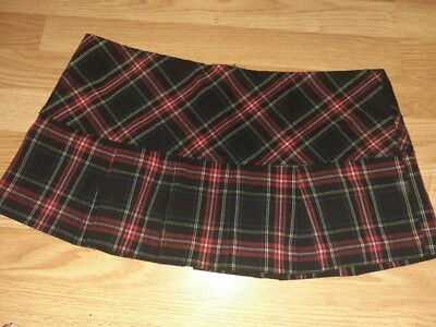 red and black plaid mini skirt with button closure size XL