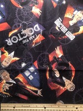 Doctor Who Black Fabric, 18x21 Fat Quarter 100 Cotton Quilt Crafts
