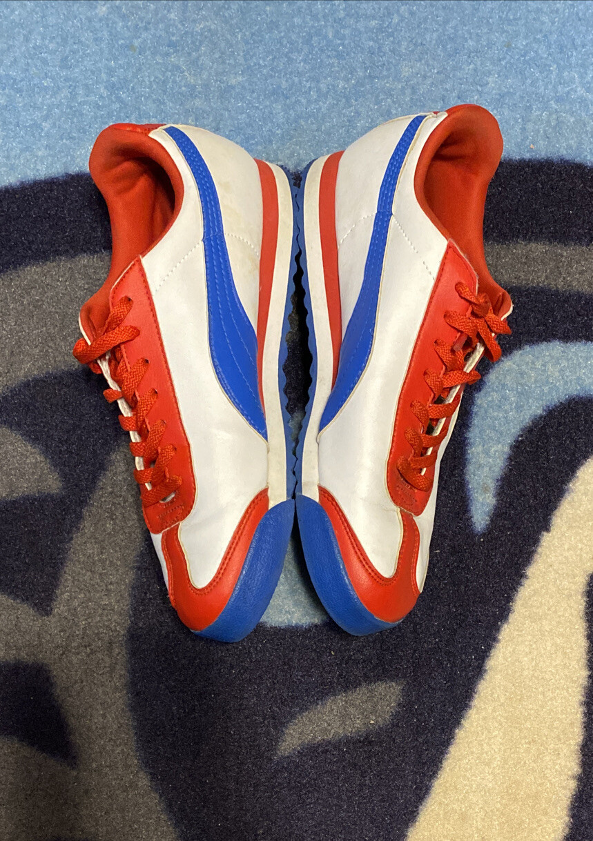 PUMA ROMA 354259 CLASSIC FITNESS CASUAL GYM SHOES RED WHITE BLUE WOMEN’S 6.5 thumbnail 2