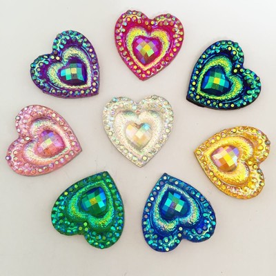 Heart Shape Multicolor Flatback Rhinestone - Resin Crafting Diy Ornaments 100pcs