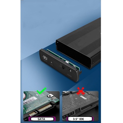 3.5Inch SATA Hard Drive Enclosure USB 3.0 High Speed Hard Disk Cartridge US Plug - Afbeelding 3 van 5