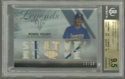 Robin Yount 2015 Topps Tribute Threads Legends Relics HOF BGS 9.5 X3 /36 POP 1