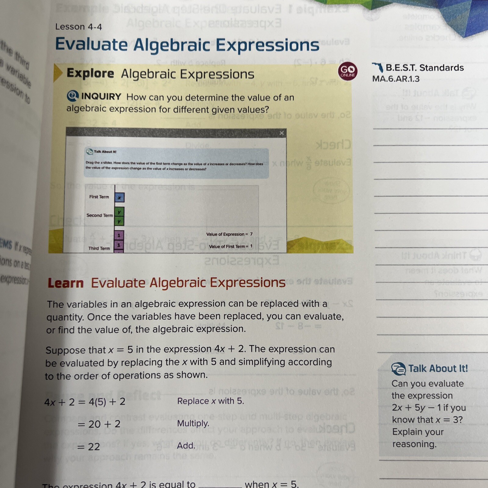 Florida Reveal Math Student Edition, Grade 6, Volume 1 by McGraw Hill Unused