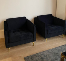 Designer Lounge Chair Chairs BoConcept Velvet Black Brass