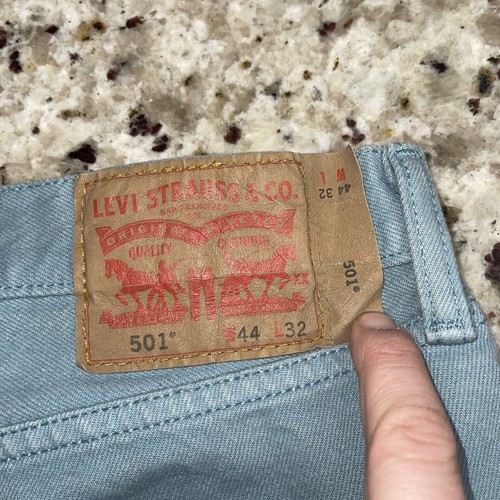 Levi's 501 Jeans 44x 32 Pale Light Blue 