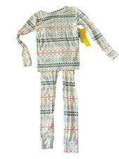 Cat  Jack Girls Ivory Cozy Multicolored Print Stars Sleep Set Pajamas Size 12