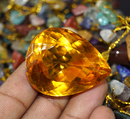 Natural EGL Certified 142.70 Ct Pear Cut Yellow Citrine Brazilian Loose Gemstone - Picture 2 of 8