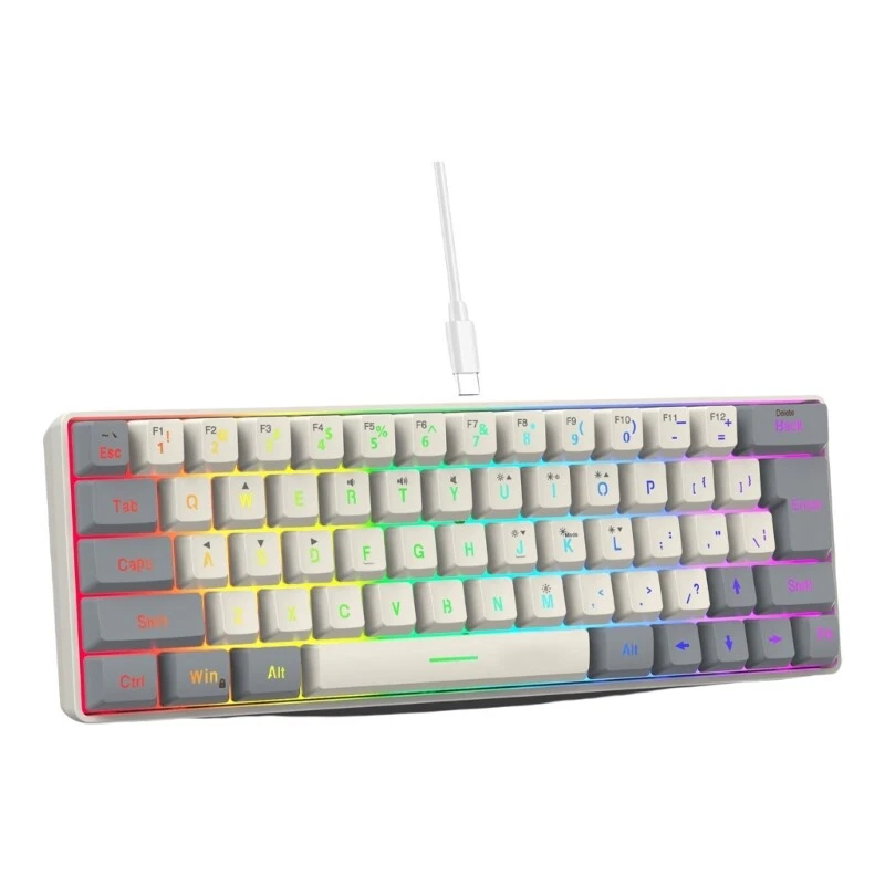 63-Key Blue Backlit Gaming Mechanical Keyboard with LED for Office and Games